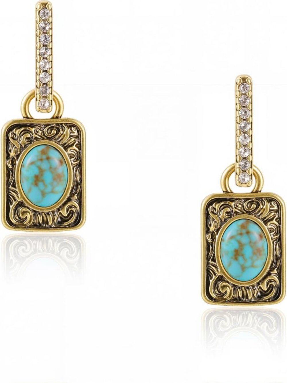 Turquoise Square Earrings for Women | Boho Chic Jewelry | Statement Accessories
